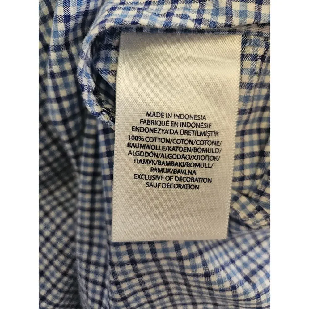 Ralph Lauren Boys Blue Gingham check button down shirt Size Large plaid preppy